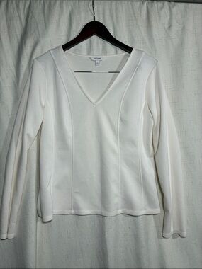 Banana Republic Cream V-Neck Long Sleeve Top